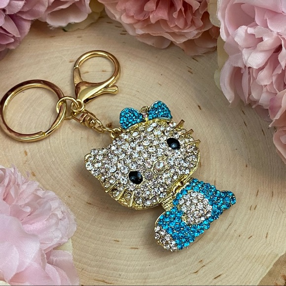 Hello Kitty with Blue Crystal Dress & Bow Keychain Charm - Picture 7 of 13